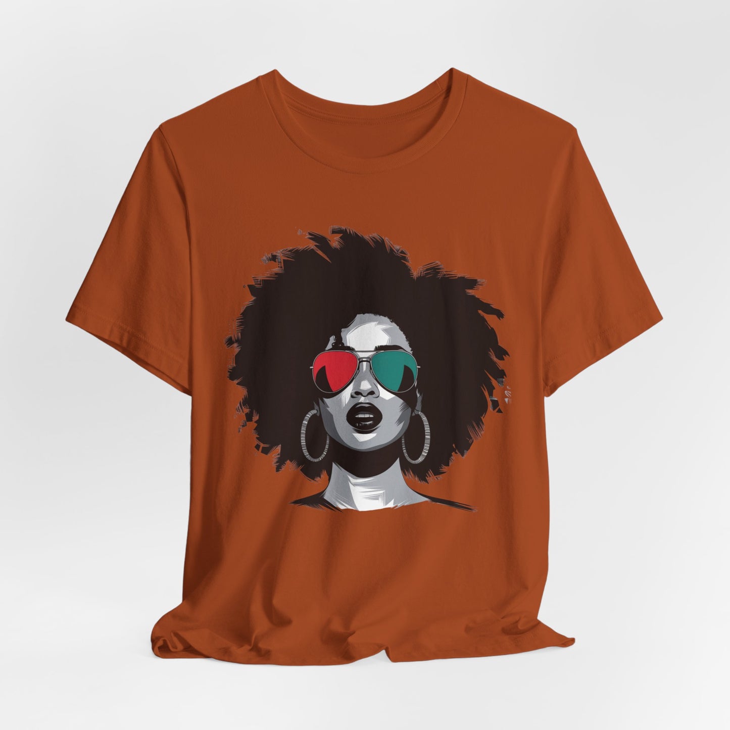 Wings Fashion Bold Afro-American Pride Tee with Sunglasses Design