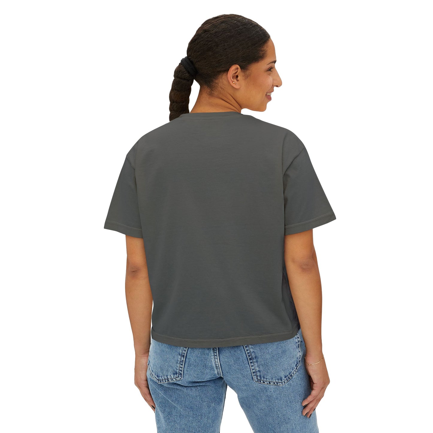 Women's Boxy Tee with Artistic Design - Stylish Casual Top for Everyday Wear