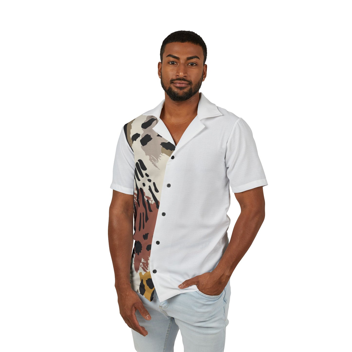 Tropical Print Men's Hawaiian Camp Shirt - Perfect for Summer Adventures