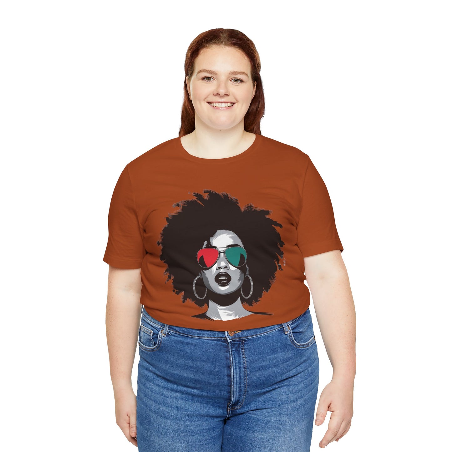Wings Fashion Bold Afro-American Pride Tee with Sunglasses Design
