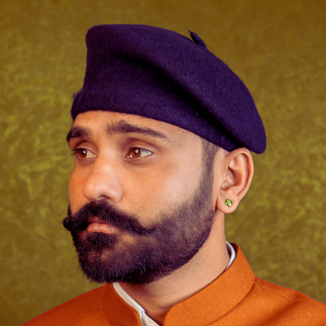 Rajputi Beret Cap in Blue