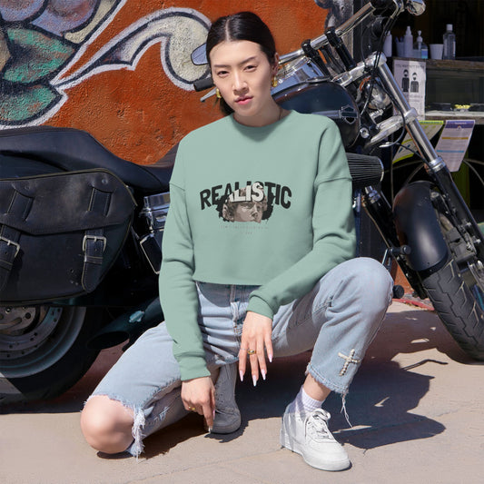 Realistic Graphic Women’s Cropped Sweatshirt - Trendy Mint Green Apparel