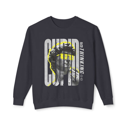 Cupid is Thinking Unisex Lightweight Crewneck Sweatshirt - Artsy Casual Apparel for Valentine's Day and Everyday Wear