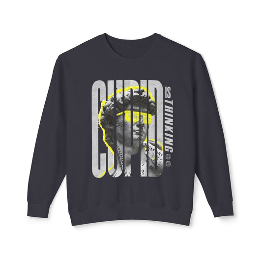 Cupid is Thinking Unisex Lightweight Crewneck Sweatshirt - Artsy Casual Apparel for Valentine's Day and Everyday Wear