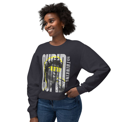 Cupid is Thinking Unisex Lightweight Crewneck Sweatshirt - Artsy Casual Apparel for Valentine's Day and Everyday Wear
