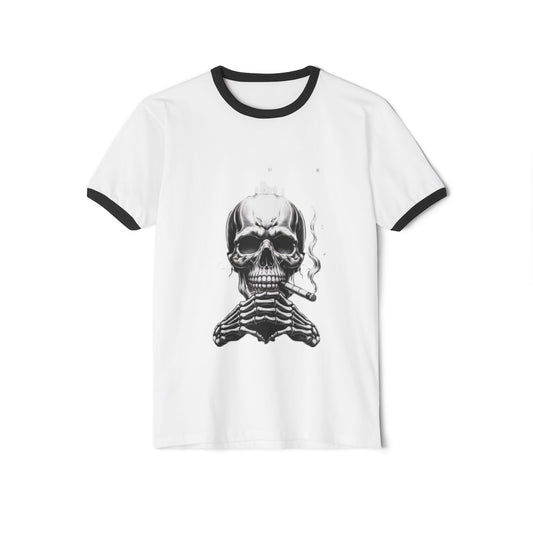 Rebel Skull Unisex Cotton Ringer T-Shirt - Edgy Graphic Tee for Rock Lovers