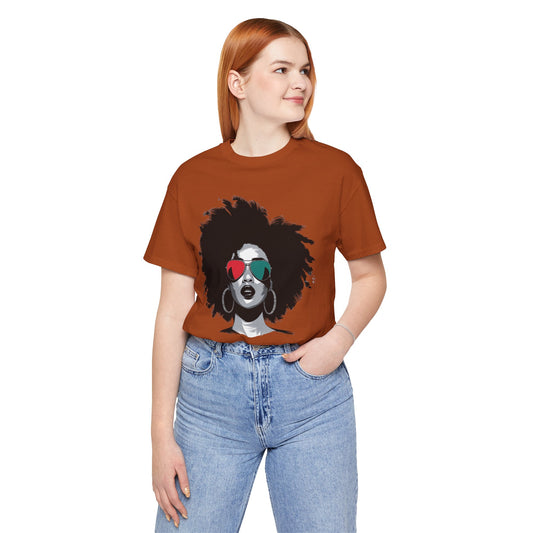 Wings Fashion Bold Afro-American Pride Tee with Sunglasses Design