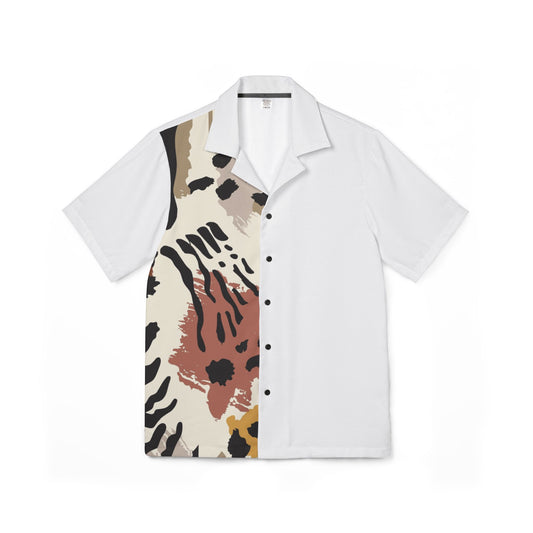 Tropical Print Men's Hawaiian Camp Shirt - Perfect for Summer Adventures