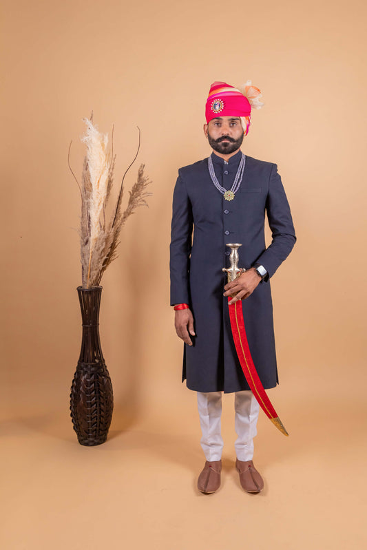 Majestic Blue Achkan for Men