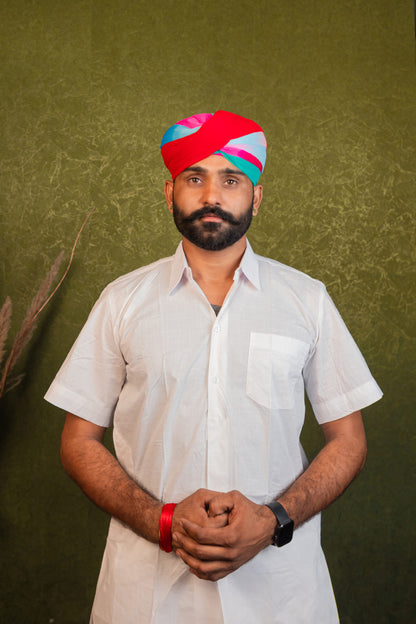 Cotton Collar Kurta with Traditional Dhoti Set