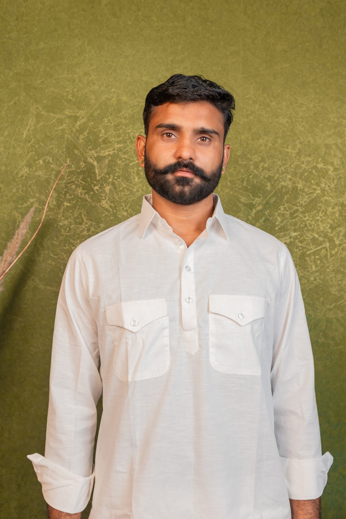Cotton Collar Kurta/Kameez with Pajama (Pant) Set