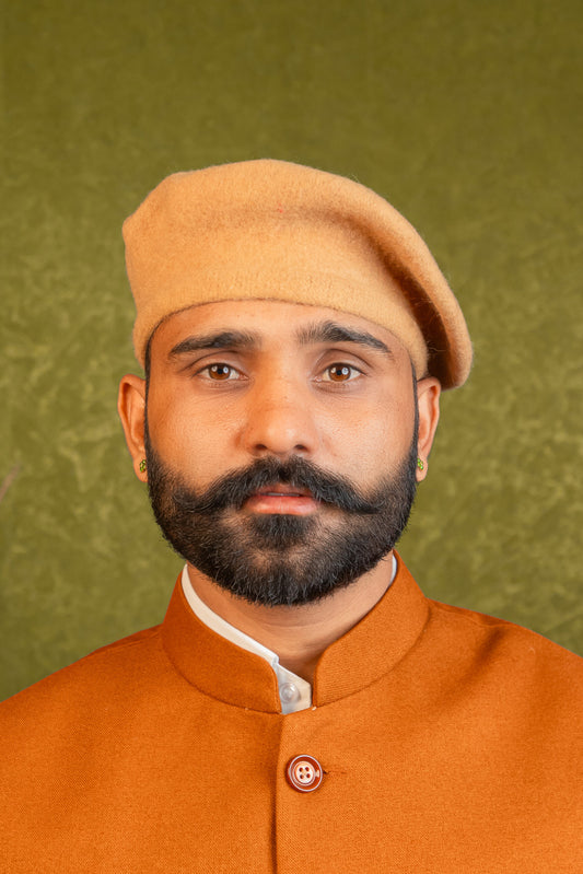 Rajputi Beret Cap in Cream
