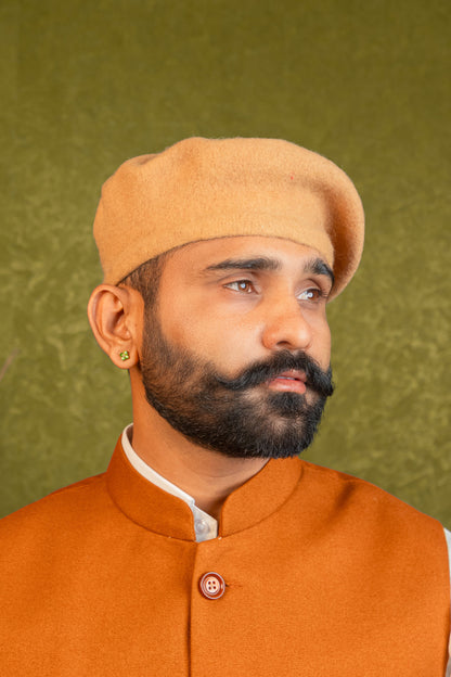 Rajputi Beret Cap in Cream