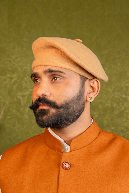 Rajputi Beret Cap in Cream