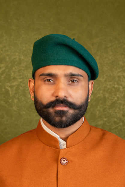 Rajputi Beret Cap in Green