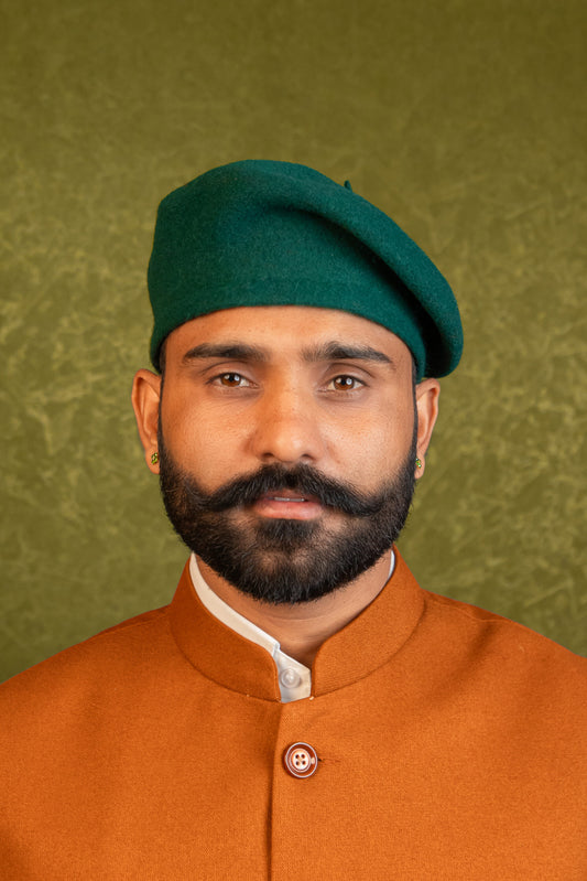 Rajputi Beret Cap in Green