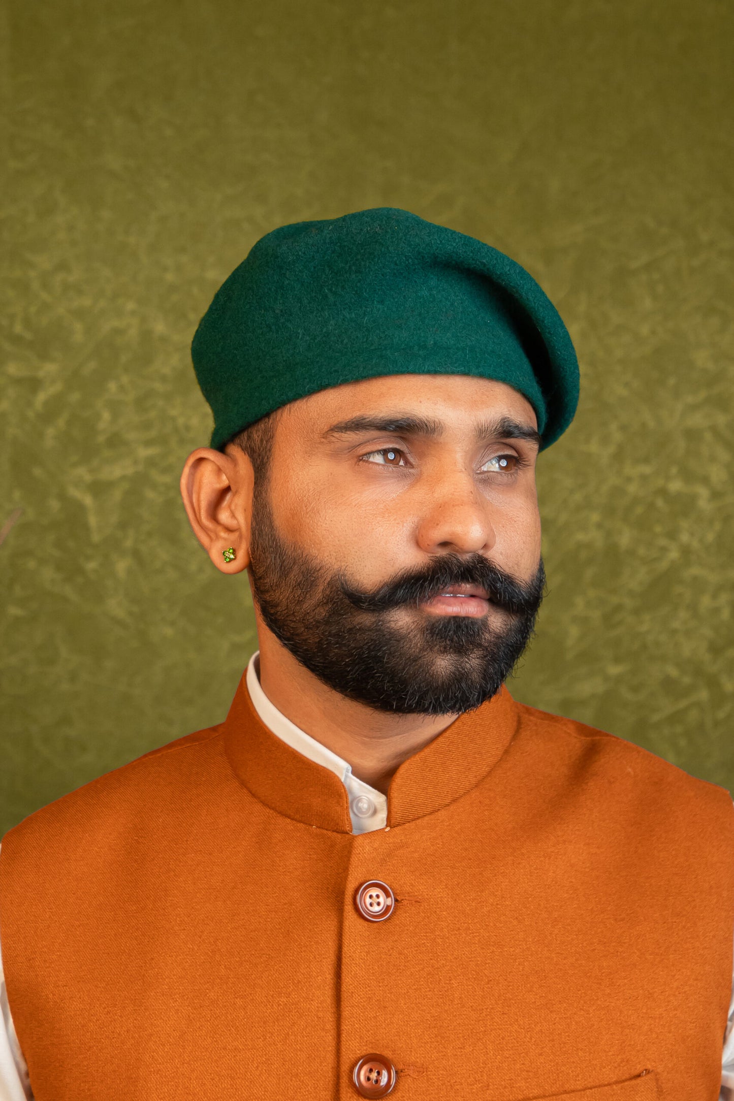 Rajputi Beret Cap in Green