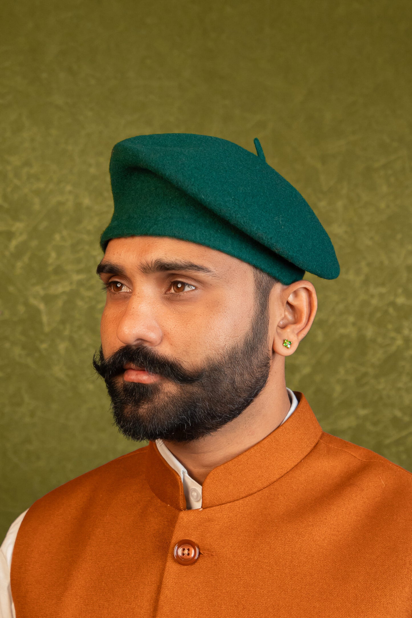 Rajputi Beret Cap in Green