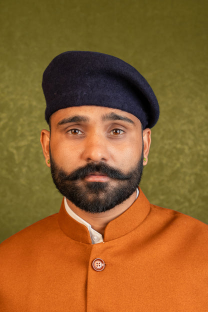 Rajputi Beret Cap in Black