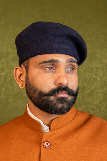Rajputi Beret Cap in Black