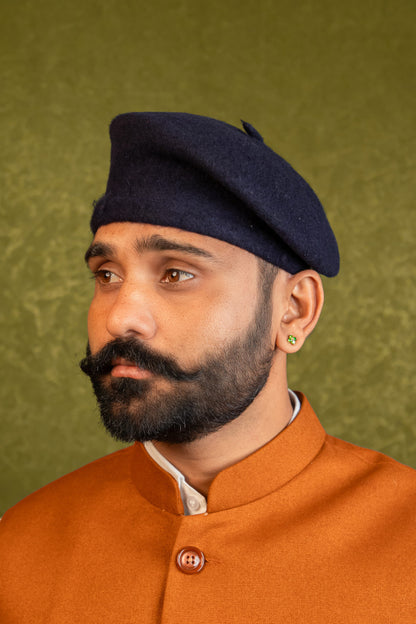 Rajputi Beret Cap in Black