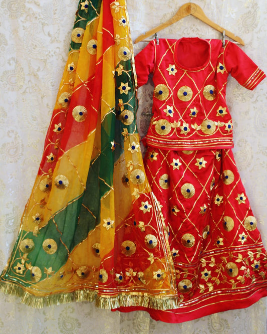 Sunshine Orange Poshak With Multi-Colour Odhana