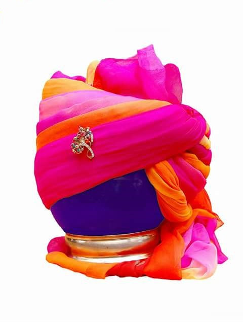 Royal Pink Kesariya Georgette Safa
