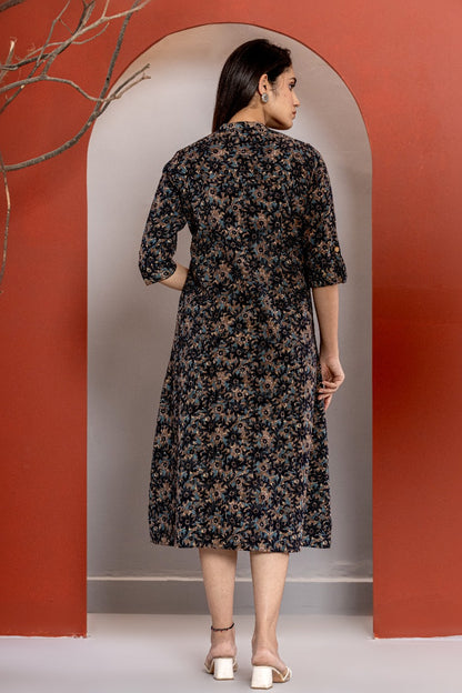 Cotton Katha Printed A- Line Kurta