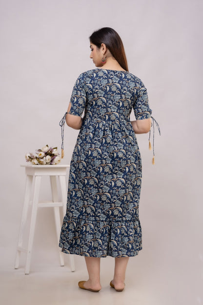 Black Floral Cotton Printed Dress