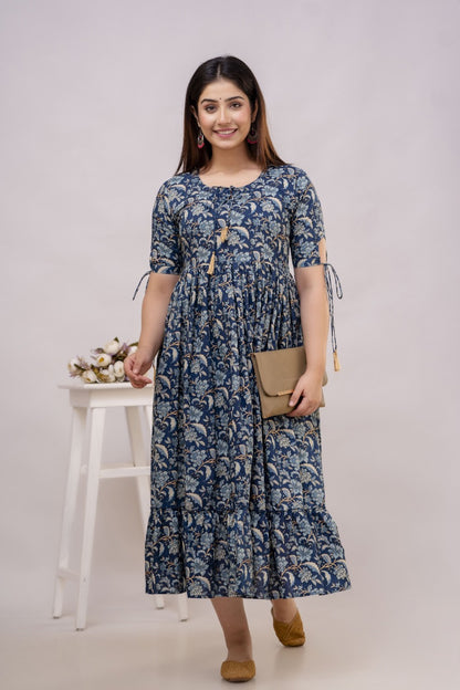 Black Floral Cotton Printed Dress