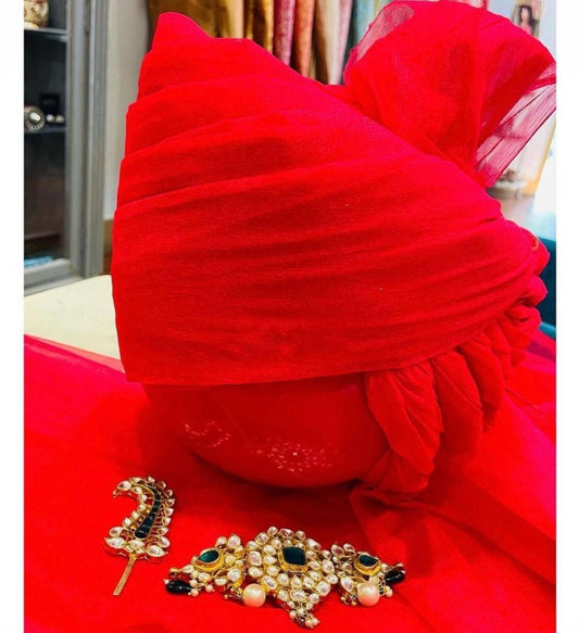 Royal Red Georgette Safa