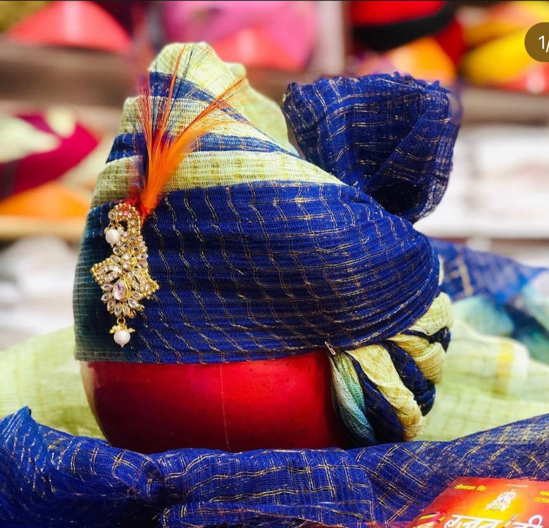 Royal Blue Ivory Doriya Safa