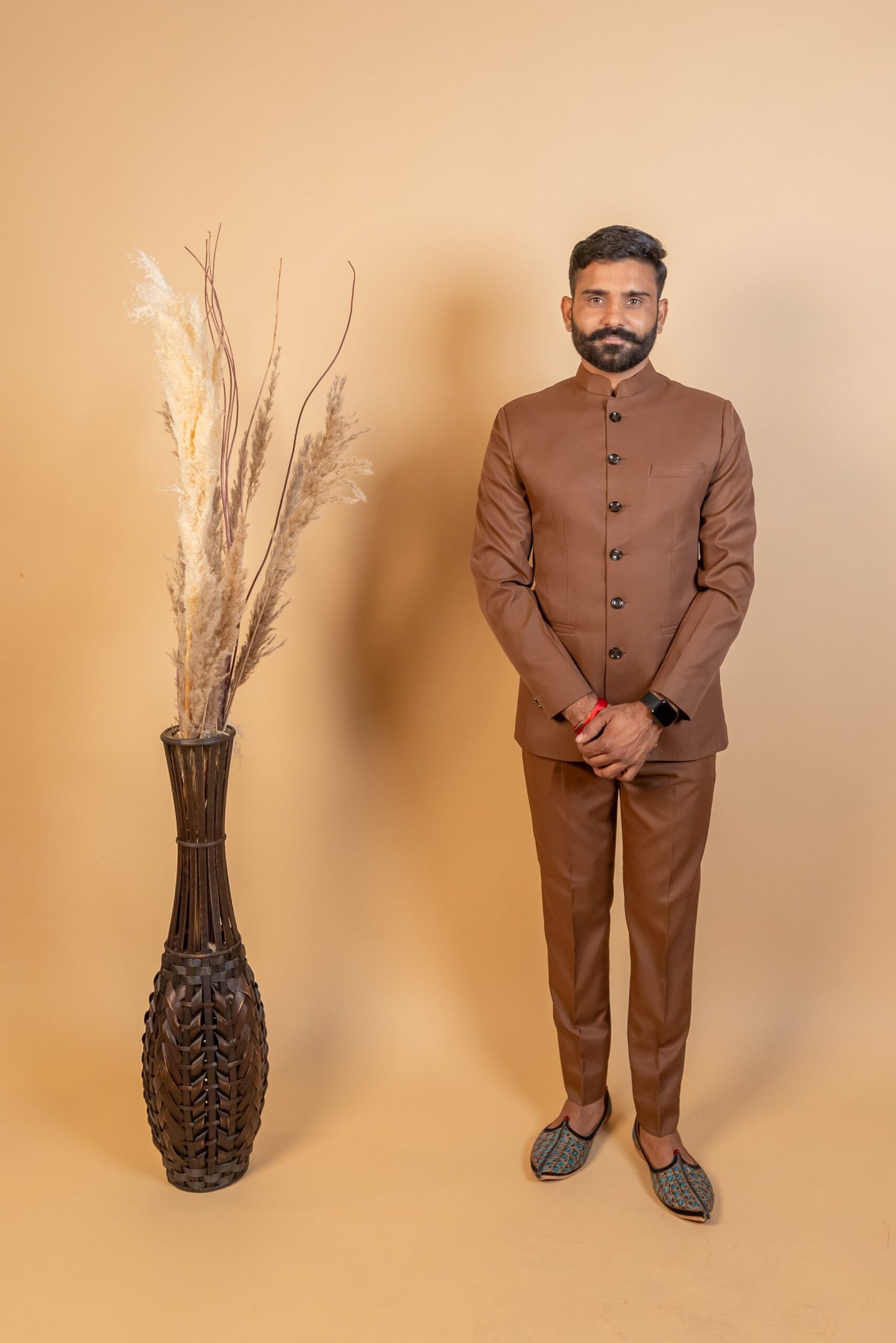 Brown Jodhpuri Bandhgala Suit For Men
