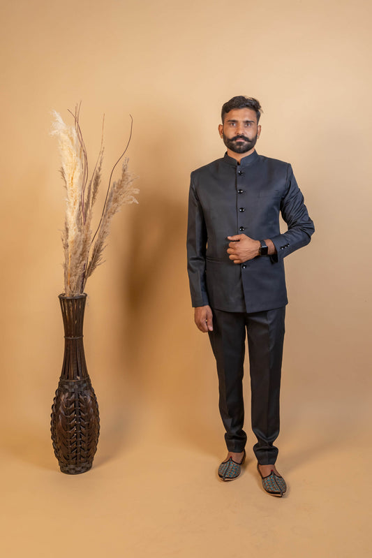Stunning Black Jodhpuri Bandhgala Suit for Men