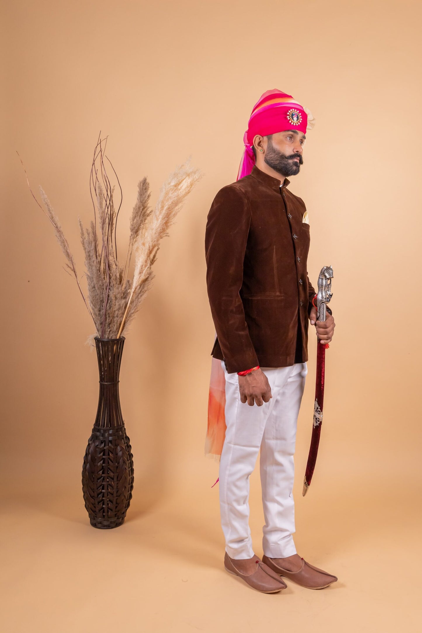 Velvet Brown Color Jodhpuri Bandgala with Trouser