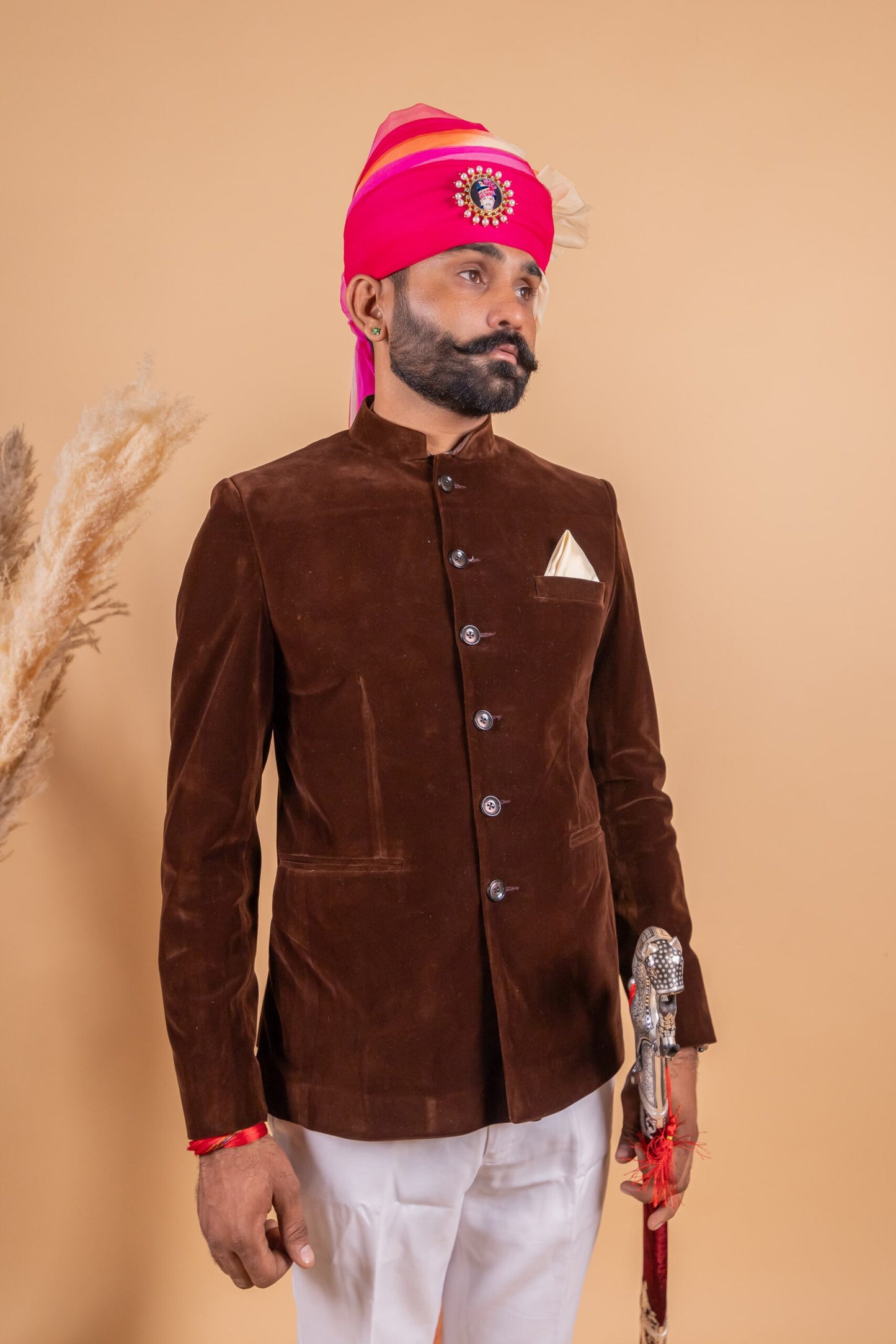 Velvet Brown Color Jodhpuri Bandgala with Trouser